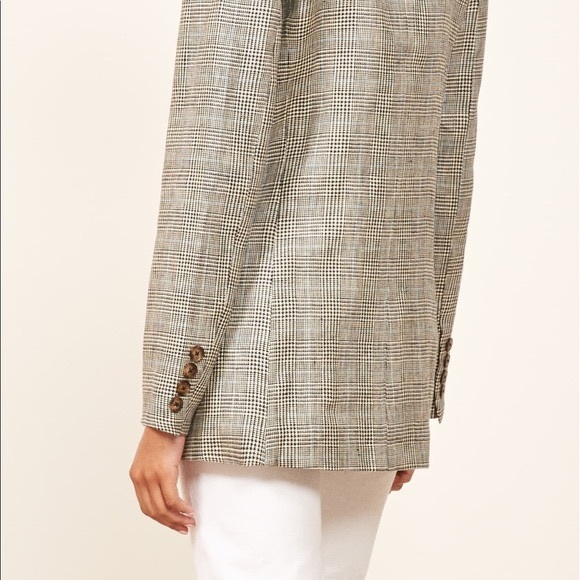 New Reformation Valero Linen Blazer Jacket M - Picture 3 of 5